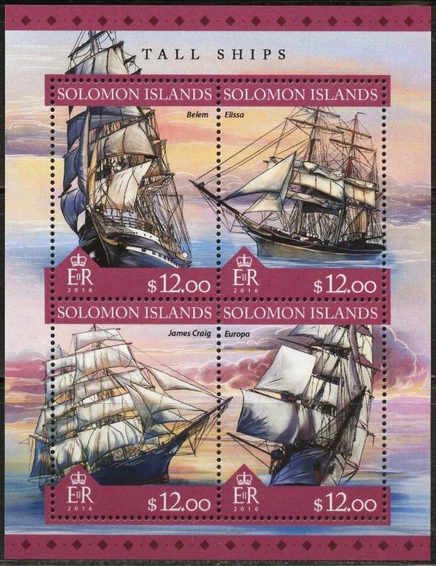 SOLOMON ISLANDS 2016 TALL SHIP SHEET MINT NEVER HINGED