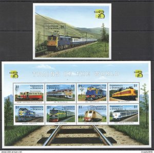 Dominica Transport Trains Of The World World Expo 99 1Kb+1Bl ** Nw0634