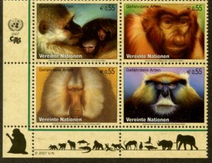 UNITED NATIONS Sc# NY 925-8 GE 465-8 VI 388-91  2007 Endangered Species BL4 MNH