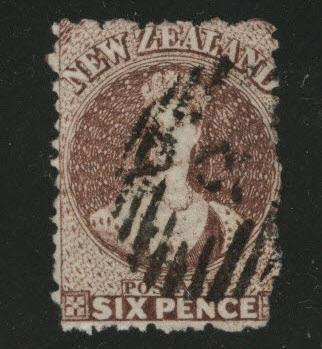 New Zealand Scott 36 wmk 6 1864 issue usual rough perfs