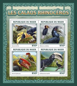 Birds on Stamps Niger 2016 MNH Hornbills Great Hornbill 4v M/S