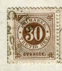 SWEDEN; 1872 early classic 'ore ' issue fine used 30ore. value