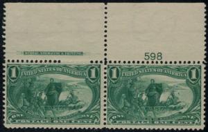 285 VF OG NH, Plate Number Pair, Fresh! gg0743