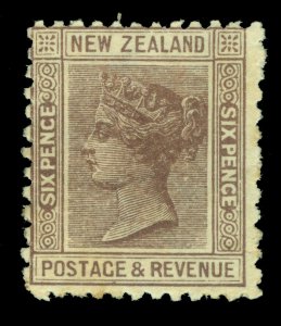 NEW ZEALAND 1882  Queen Victoria  6p black brown Scott # 65a  mint MH