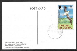 TRISTAN DA CUNHA 1982 Picture Post Card w 1977 5p Bird Issue Sc 226 Used U/A