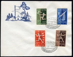 Lithuania #B47-50, 1938 Boy Scouts overprints, set of four on cacheted cover,...