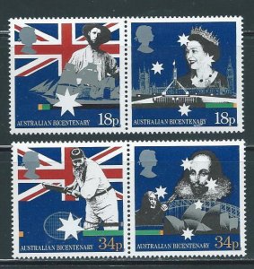 Great Britain 1222-25 200th Australia set pairs MNH