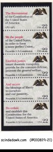 UNITED STATES USA 1987 DRAFTING OF THE CONSTITUTION BICENT. 5V STRIP MNH