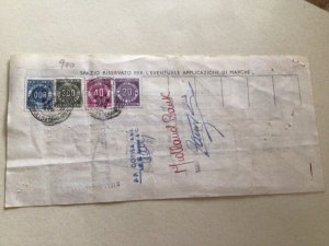 Italy Revenue stamps on reverse of cheque document A11772