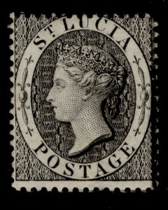 ST. LUCIA QV SG15, 1d black, M MINT. Cat £50.