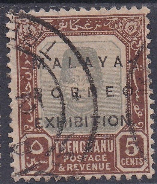 TRENGGANU 1922 MALAYA BORNEO EXHIBITION 5C USED 