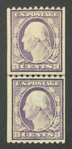 MOMEN: US STAMPS #489 LINE PAIR MINT OG H/NH LOT #48541