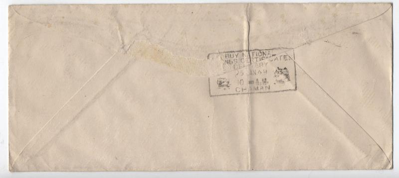 1949 Flushing NY to Afghanistan airmail cover 9x 3 cent commems [y3249]