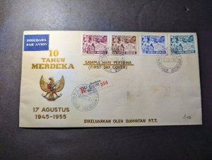 1955 Registered Indonesia Souvenir Airmail First Day Cover FDC Bandung