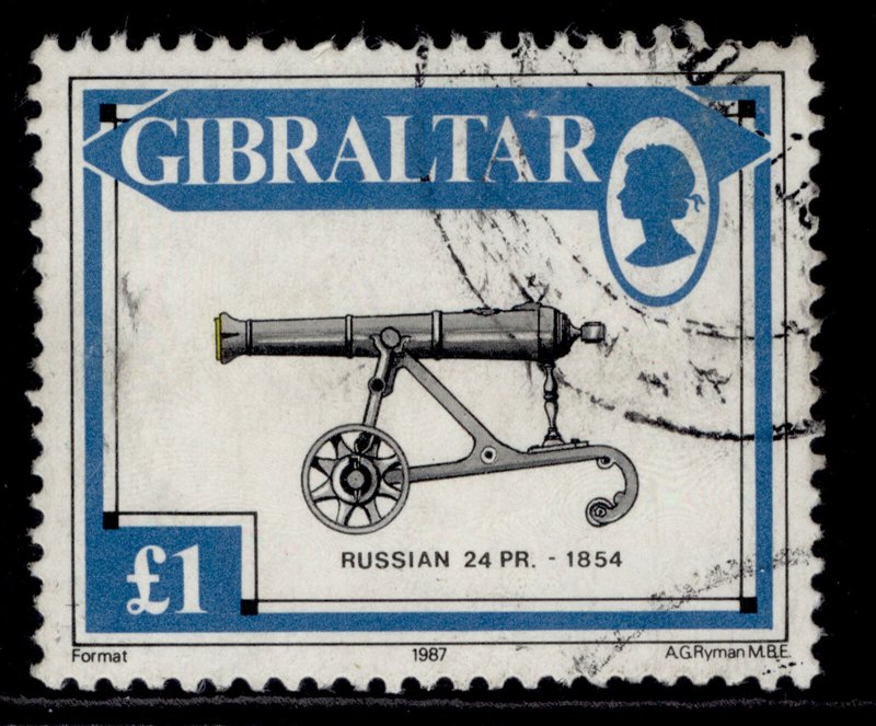 GIBRALTAR QEII SG579, 1987 £1 russian 24-pounder gun, FINE USED.