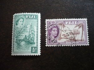 Stamps - Fiji - Scott# 147, 152 - Mint Hinged & Used Part Set of 2 Stamps