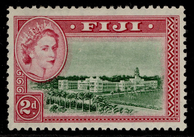 FIJI QEII SG283, 2d green & magenta, M MINT.