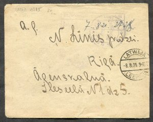 h191 - LATVIA 1921 Free-Frank Cover. Leepaja to Riga. PROVISIONAL Machine Cancel