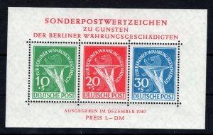 GERMANY BERLIN 1949 SHEET 9NB3a RARE PLATE FAULT BLOCK 1I PERFECT MNH SCHLEGEL