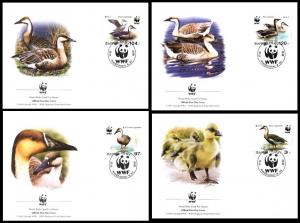 North Korea WWF Swan Goose 4 official FDCs