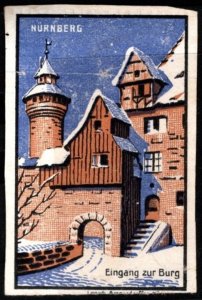 Vintage Germany Poster Stamp Nuremberg Entrance To The Castle