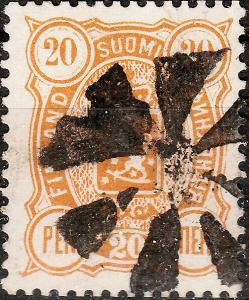 FINLAND ca.1889 Mi30B 20p orange + FIGURE CANCEL #442 (ABO) Figurenstempel (2)