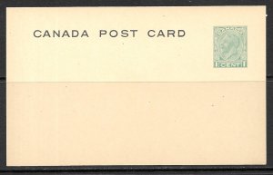 CANADA 1933-34 KGV 1c Green Postal Card Sc UX52b Unused