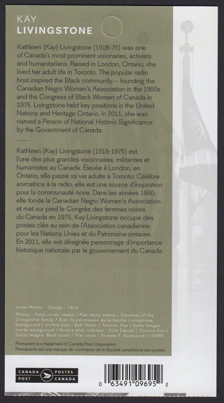 BLACK HISTORY MONTH, KAY LIVINGSTONE * BKLT of 10 * Canada 2018 #3085a BK695 MNH