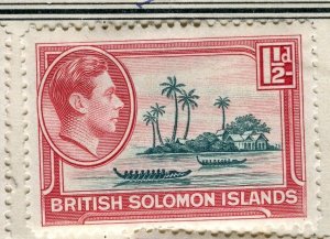 SOLOMON ISLANDS; 1938 early GVI Pictorial fine Mint hinged 1.5d. value