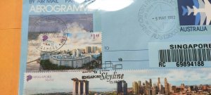 SINGAPORE  UNADDRESSED REGISTERED AEROGRAM TIED WITH SKYLINE STAMP SET