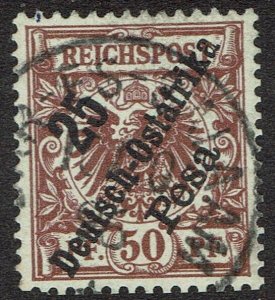 GERMAN EAST AFRICA 1896 EAGLE 25 P ON 50PF USED