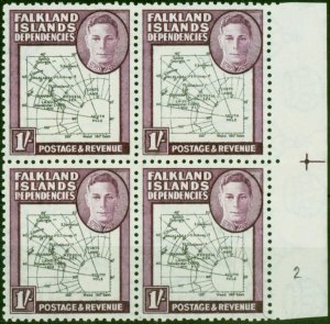 Falkland Is Dep 1946 1s Black & Purple SGG8a 'Gap in 80th Parallel' V.F MNH i...