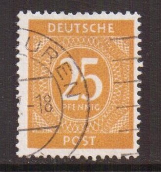 Germany   #546  used  1946 numerals  25pf  yellow