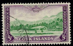 COOK ISLANDS GVI SG154, 5d emerald-green & violet, FINE USED.