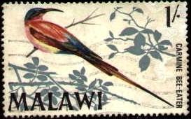 Bird, Southern Carmine Bee-eater, Malawi stamp SC#101 used