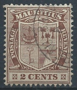 Mauritius 1910 - 2c Arms wmk Mult Crown CA - SG182 used