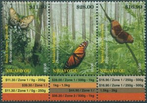 2014 Niuafo'ou 554-556strip Butterflies 60,00 €