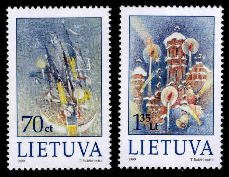 LITHUANIA Scott 648-649 MNH** 1999 Christmas New Yers set