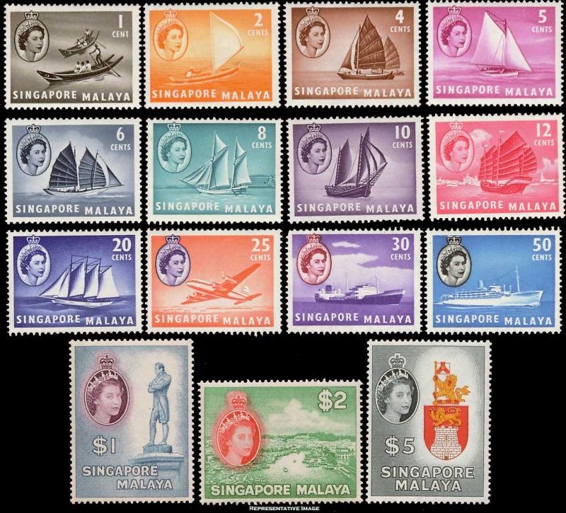 Singapore Scott 28-42 Mint never hinged.