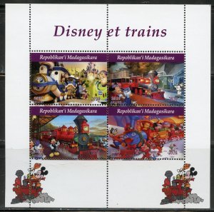 Malagasy 2020 DISNEY & TRAINS Mickey Mouse Sheet Perforated Mint (NH)