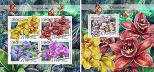 Mozambique Orchids Flowers Plants Flora MNH stamp set