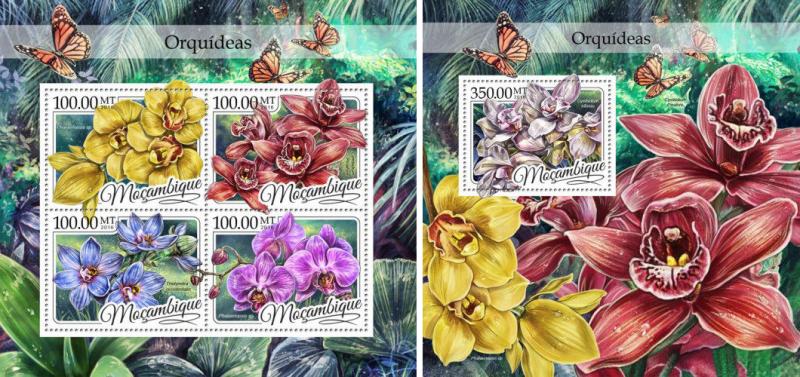 Mozambique Orchids Flowers Plants Flora MNH stamp set