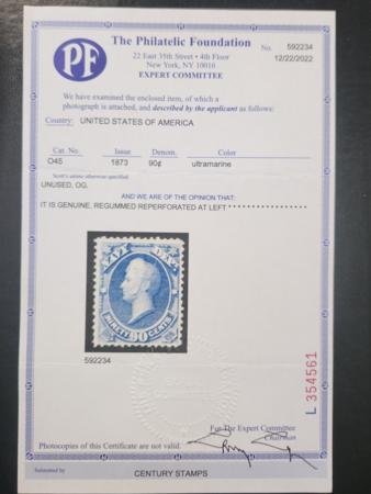 US Officials #O45 MINT VF