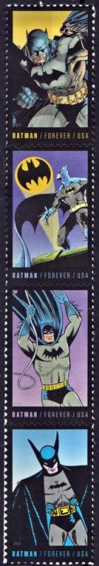 SC#4932-35 (49¢) Batman Vertical Strip of Four (2014) MNH