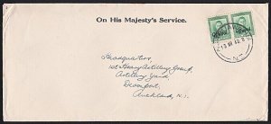 NEW ZEALAND 1940 OHMS military cover GVI ½d pair OFFICIAL opt..............A6802