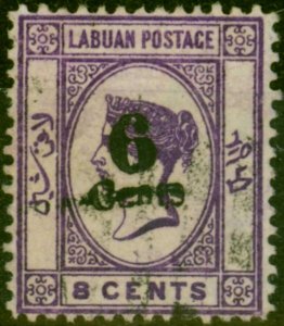 Labuan 1891 6c on 8c Deep Violet SG34 Fine Used