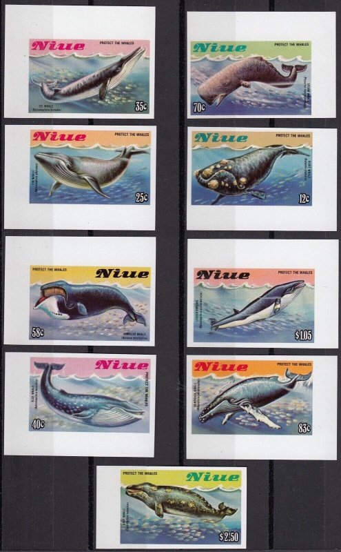 NIUE 1983 Protect the Whales, IMPERFORATE Set of 9 MNH 