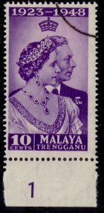 MALAYSIA - Johore GVI SG131, 10c violet, FINE USED. CONTROL