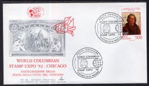 Vatican City World Columbian Stamp Expo 92 Cover