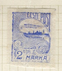 ESTONIA; 1920 early Imperf local issue Mint hinged 2M. value